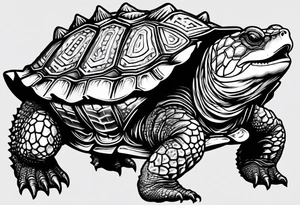 alligator snapping turtle, front view tattoo idea