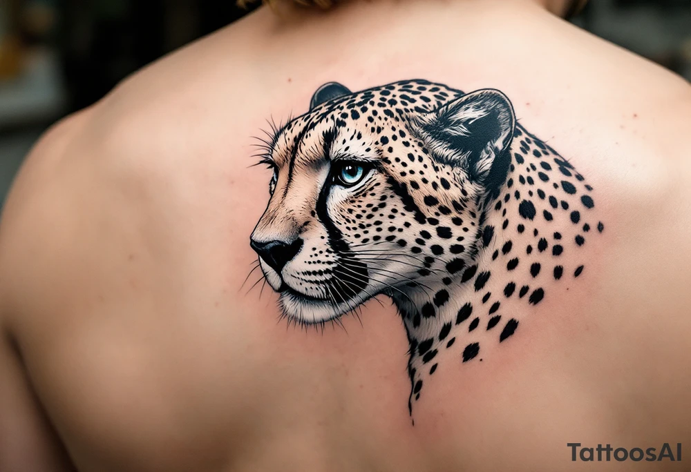 realistic cheetah with the number 62 tattoo idea