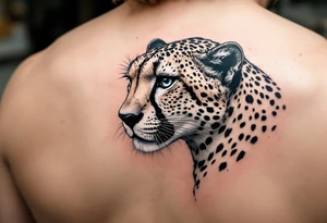 realistic cheetah with the number 62 tattoo idea