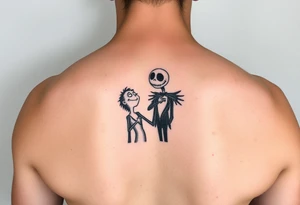 Spooky christmas arm tattoo with the grinch and jack skellington tattoo idea