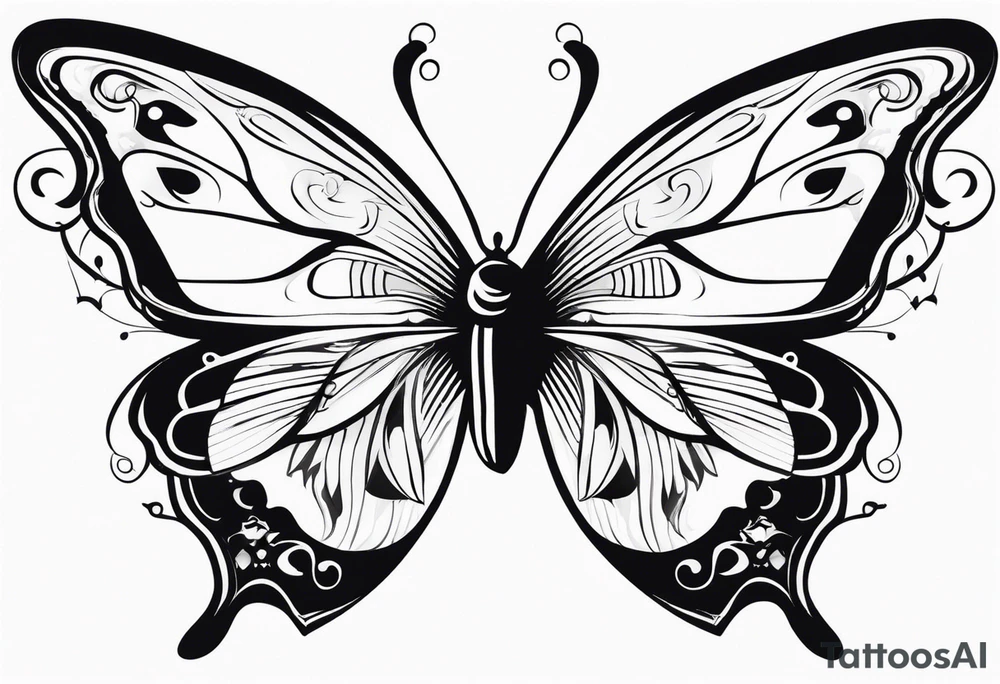 Butterfly but with portrait on 1 of wing tattoo idea