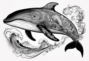 A great whale and the number 8 merged tattoo idea