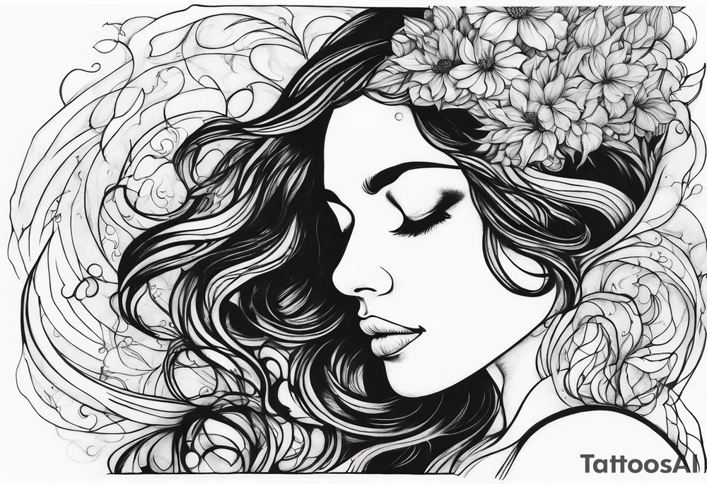 Resurrection strength and courage Beautiful Woman walking through fire and chaos to inner peace and self-love  ethereal tattoo idea