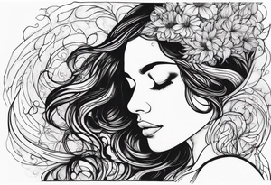 Resurrection strength and courage Beautiful Woman walking through fire and chaos to inner peace and self-love  ethereal tattoo idea
