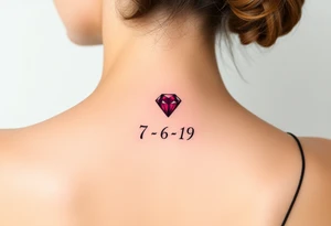 Small Ruby gem and birthday 7-6-19 tattoo idea