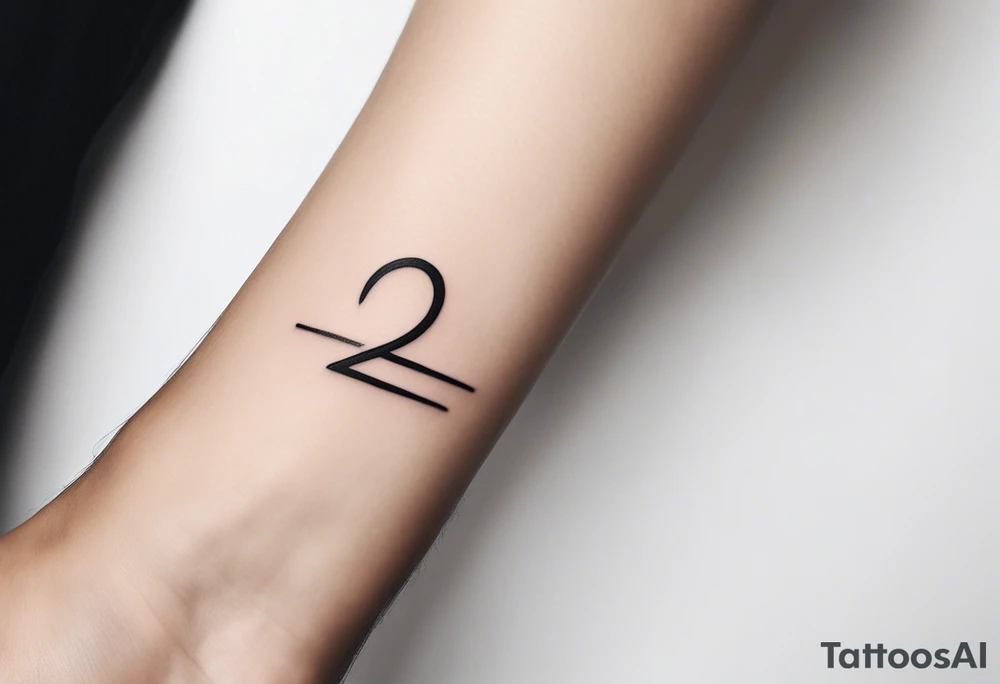 Minimalist tattoo design with ultra-thin lines, focused on the number 22, symbolizing love and the deep connection with my partner, who is the love of my life. The design should convey elegance and simplicity, with a symbolic touch suggesting unity, such as two parallel lines or elements representing balance and eternal love. I prefer a clean, modern style in black ink, suitable for a discreet location like the forearm or wrist tattoo idea