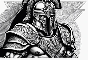 Biblical spartan with cross in armor tattoo idea
