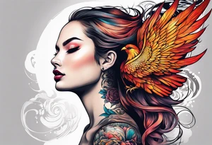femme nu avec un tatou de phoenix tattoo idea