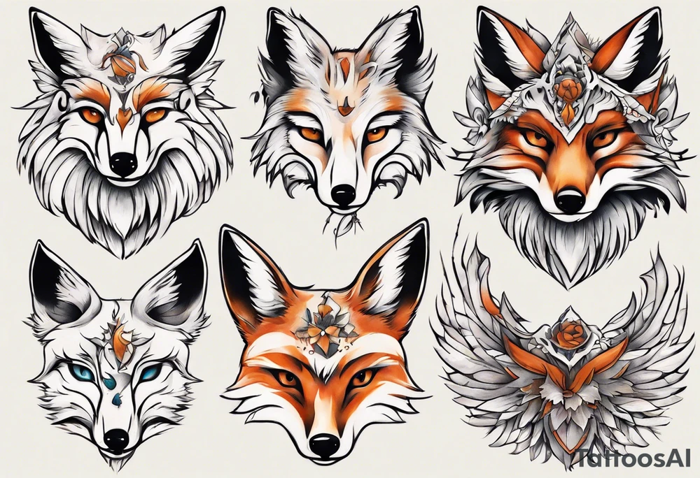 ein tier aus fuchs und eule tattoo idea