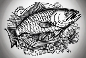 Fishingpole with memorium of a passed friend tattoo idea