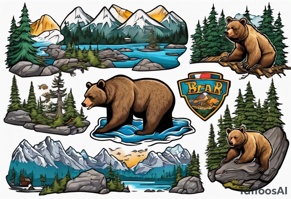 British Columbia landscape inside of a bear tattoo idea