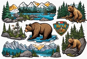 British Columbia landscape inside of a bear tattoo idea