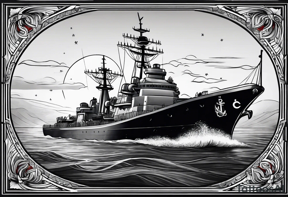 simple navy ship tattoo idea