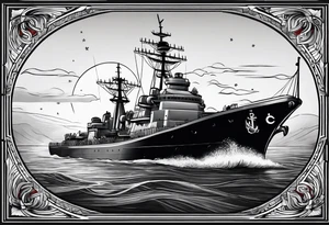 simple navy ship tattoo idea