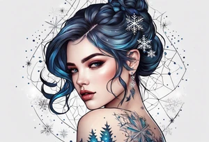 Constellation, girl, snowflake tattoo idea