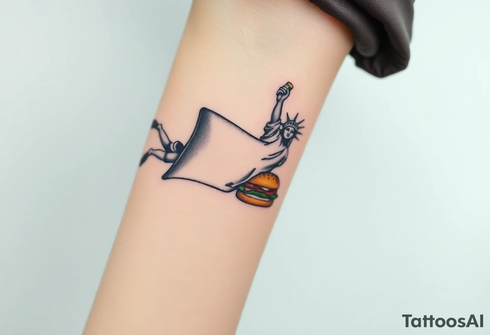 Scooba diver, diving with manta ray belly to belly, huge big mac burger, statue of liberty, in los santos, tattoo idea