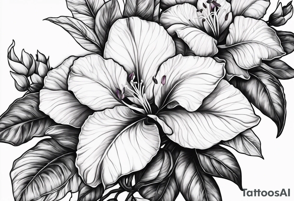 Bougainvillea e orquídea olho de boneca tattoo idea