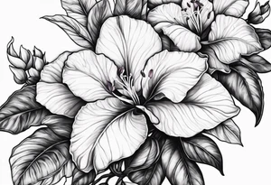 Bougainvillea e orquídea olho de boneca tattoo idea