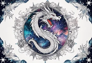 Constellation, dragon, snowflake tattoo idea