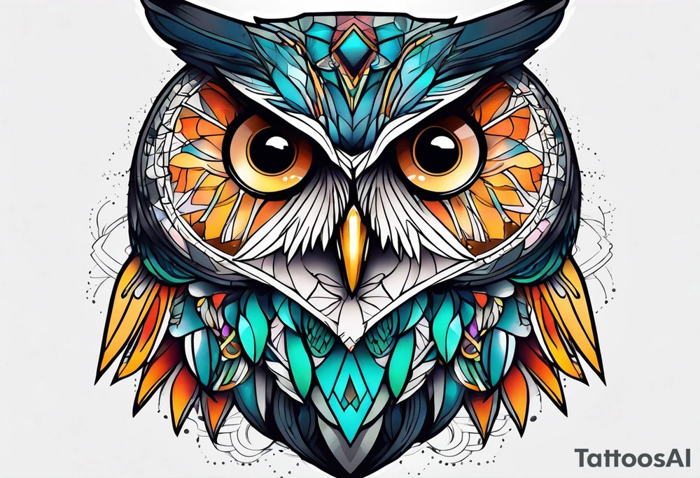 Owl with eyes tattoo idea