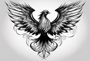 phoenix long tail elegant wings down tattoo idea
