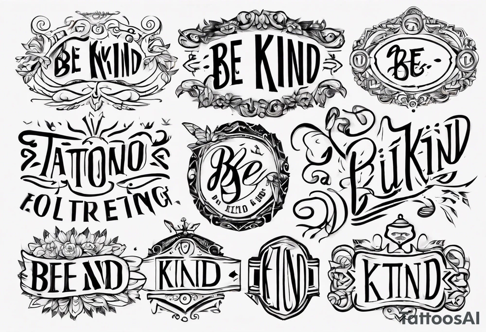 Straight line lettering that says Be Kind…..of a Bitch tattoo idea