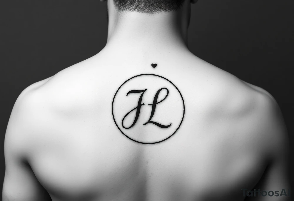 Initials JL in a delicate circle that’s feminine and for love tattoo idea