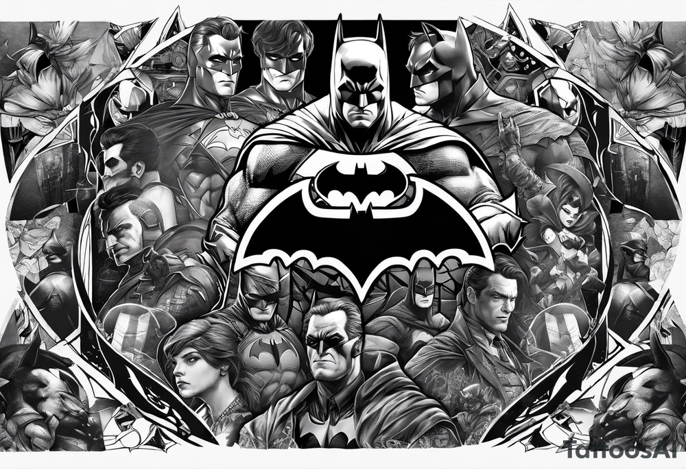 Batman collage for arm sleeve tattoo idea