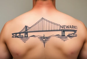 A bridge over water with two cities on the side. The city signs on the side of the bridge. East Palo Alto on the left and Newark on the right tattoo idea