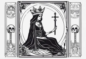 High priestess as a skeleton tarot card tattoo idea