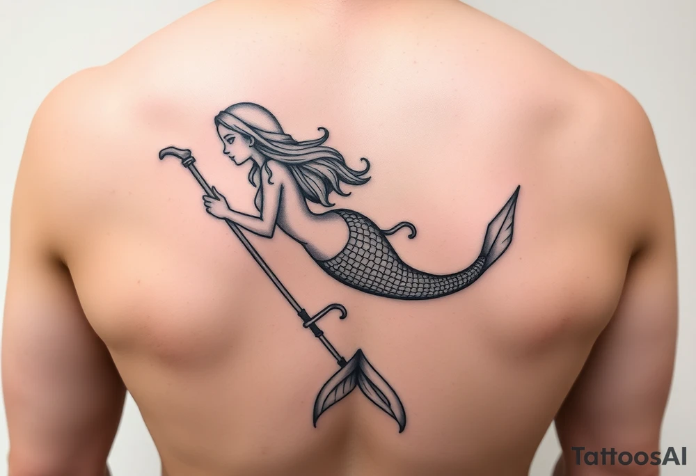 Mermaid with crutches tattoo idea