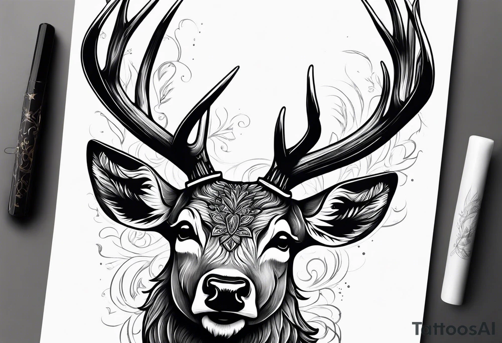 A deer baring fangs tattoo idea