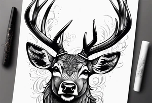 A deer baring fangs tattoo idea