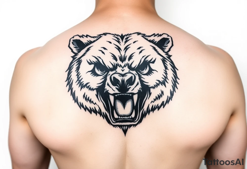 snarling bear face tattoo idea