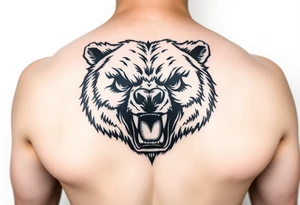 snarling bear face tattoo idea