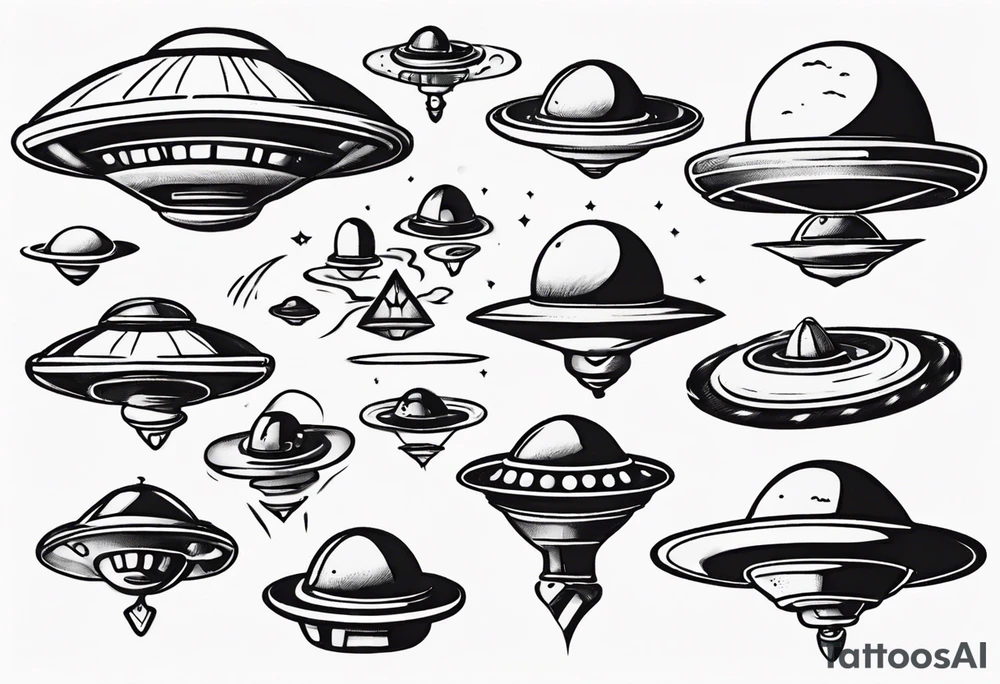 Cartoon blacklist flying saucer tattoo idea