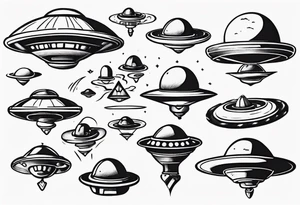 Cartoon blacklist flying saucer tattoo idea