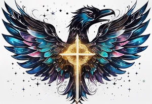 Constellation, wing , snow , cross tattoo idea