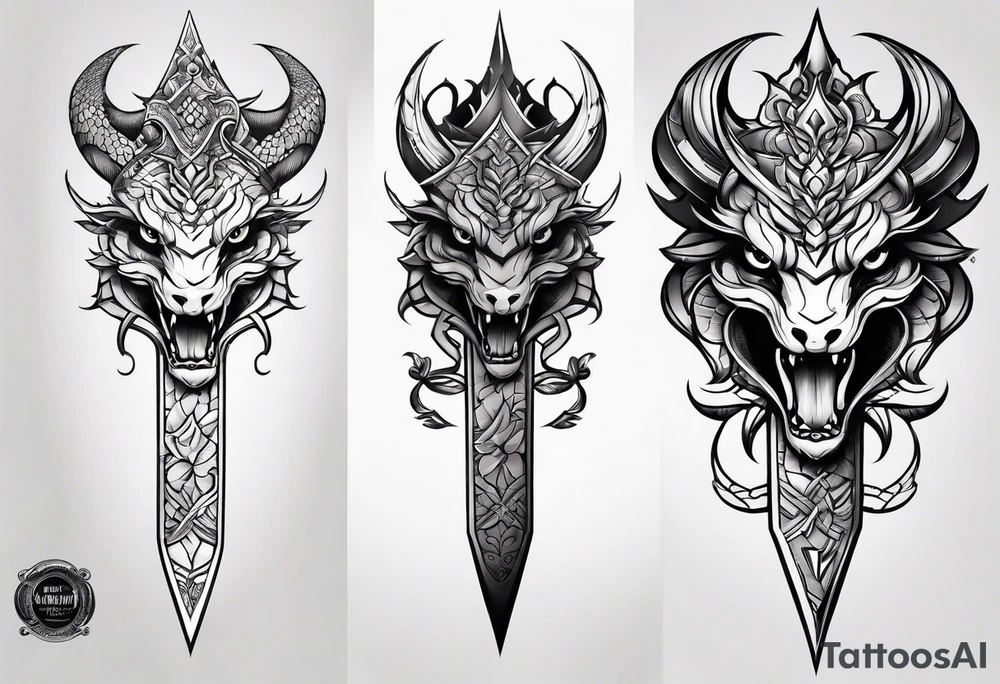 Snake head dagger tattoo idea