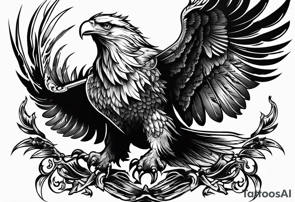 tattoo featuring an American eagle, aggressive


add the words death before dishonor on a scroll or something, add a sword or knife tattoo idea