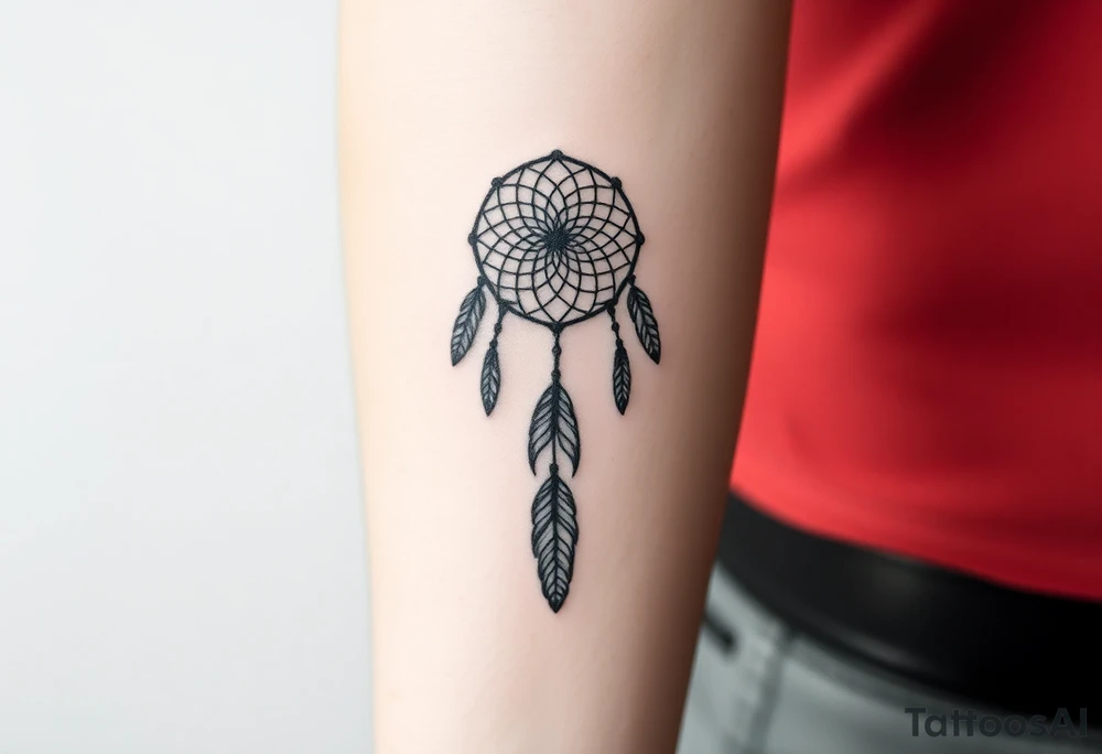 dreamcatcher with feathers and a basic design tattoo idea