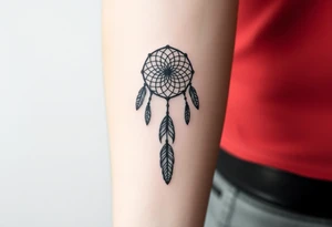 dreamcatcher with feathers and a basic design tattoo idea