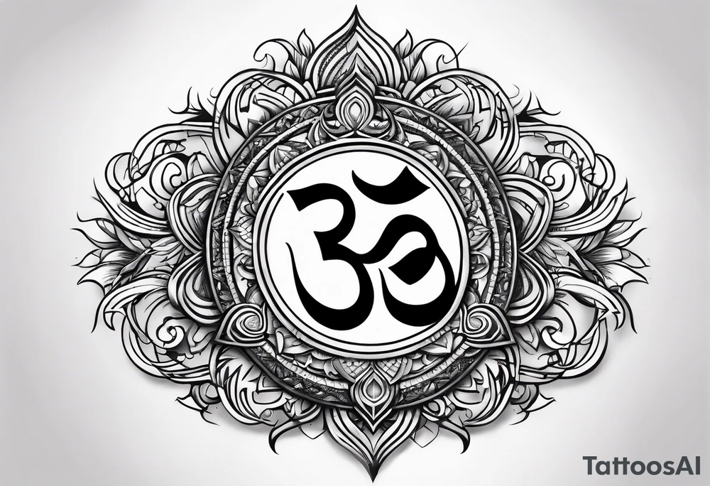 Powerful om symbol with the numbers 777 tattoo idea