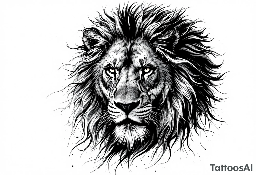 powerful majestic lion, close-up tattoo idea