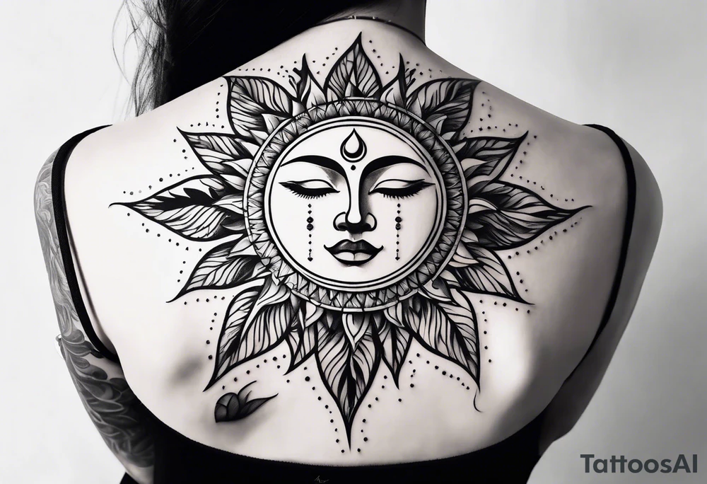 delicate line sun tattoo idea