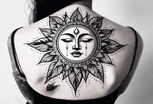delicate line sun tattoo idea