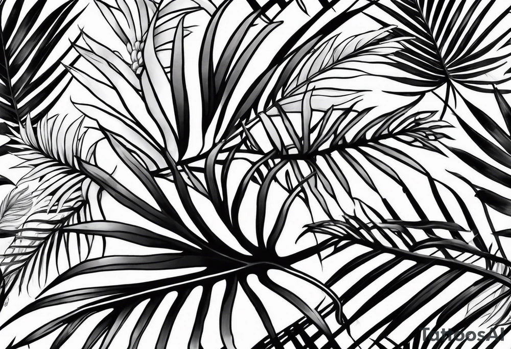 Tropical leaves tattoo idea