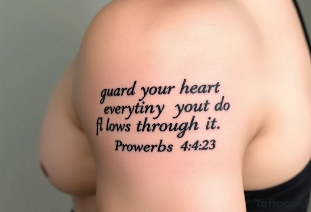 Bible verse Proverbs 4:23. Gaurd your heart as everything you do flows through it tattoo idea