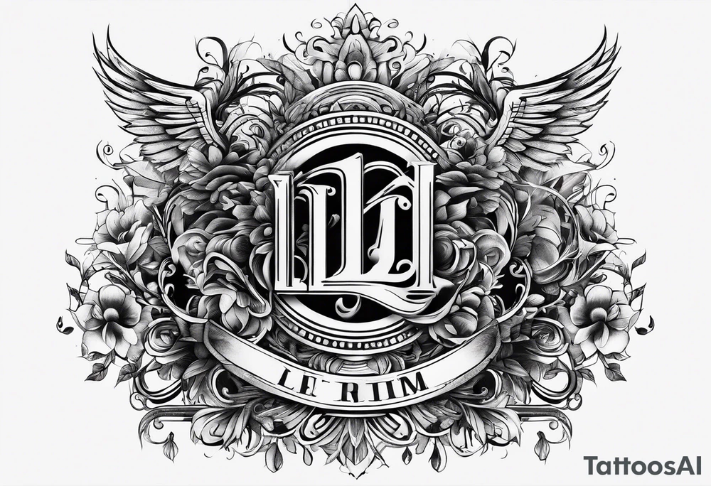 Musical theme with letters L and R tattoo idea
