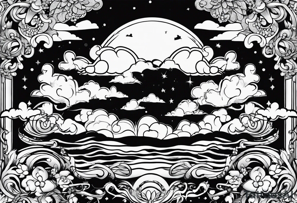 Snackz Da Jeweler with clouds tattoo idea